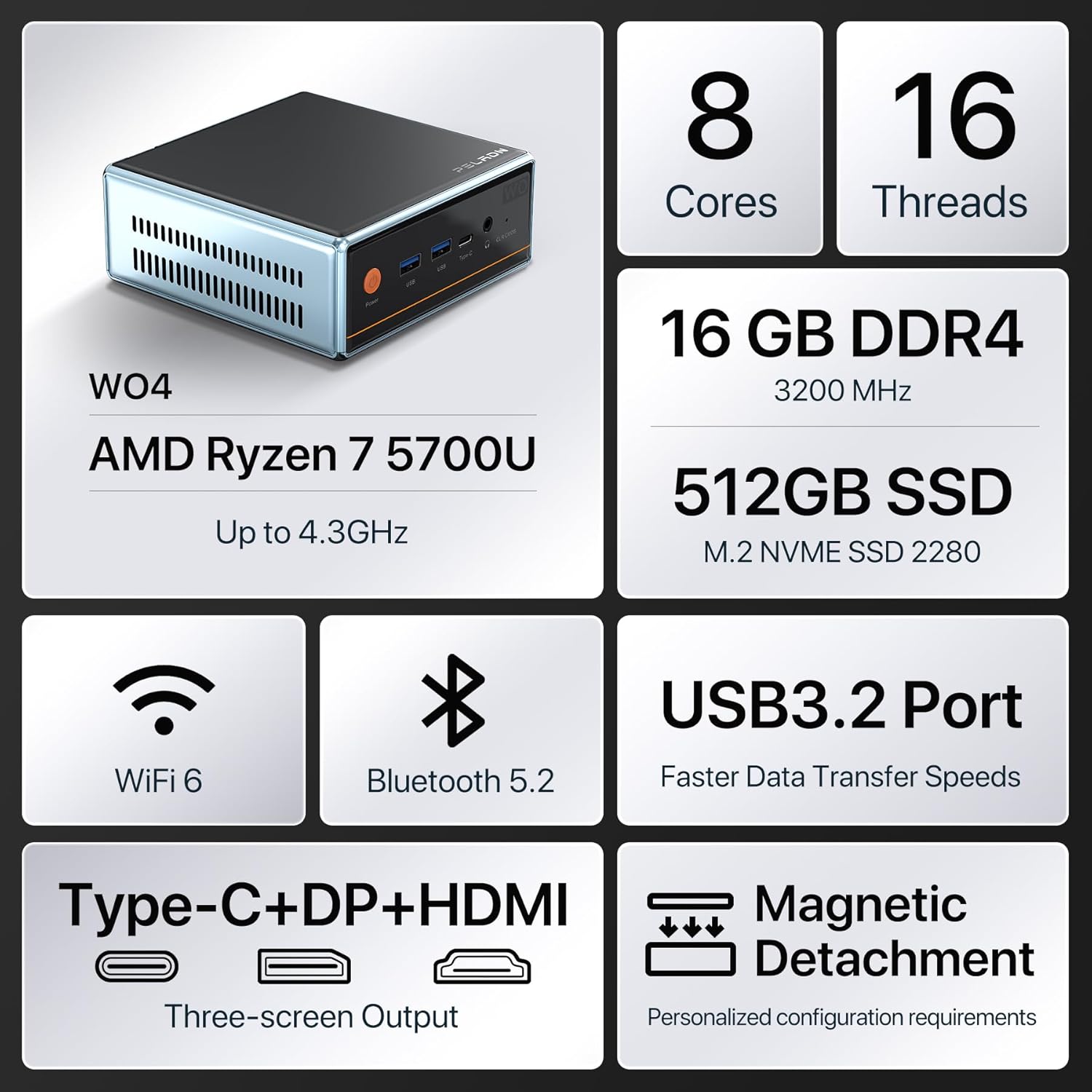 Mini PC AMD Ryzen7 5700U (8C/1 - Pc Gaming Ddr4 のレビューと価格